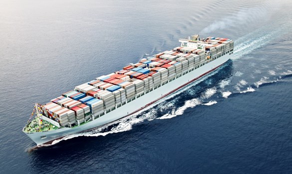 Container ship in the ocean